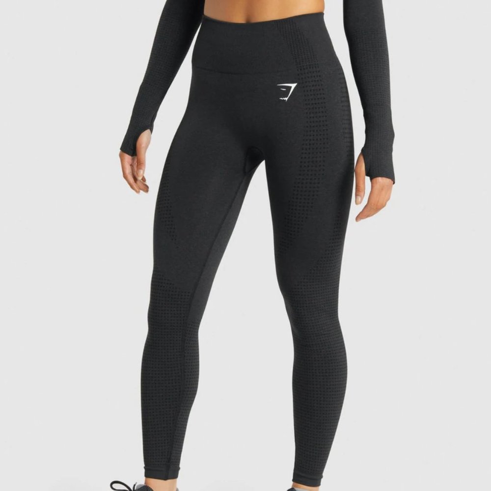 Gymshark VITAL SEAMLESS 2.0 LEGGINGS - Size Small - Black Marl